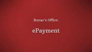 Bursar s Office ePayments
