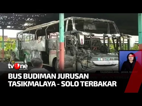Detik-detik Bus PO Budiman Terbakar di Garasi