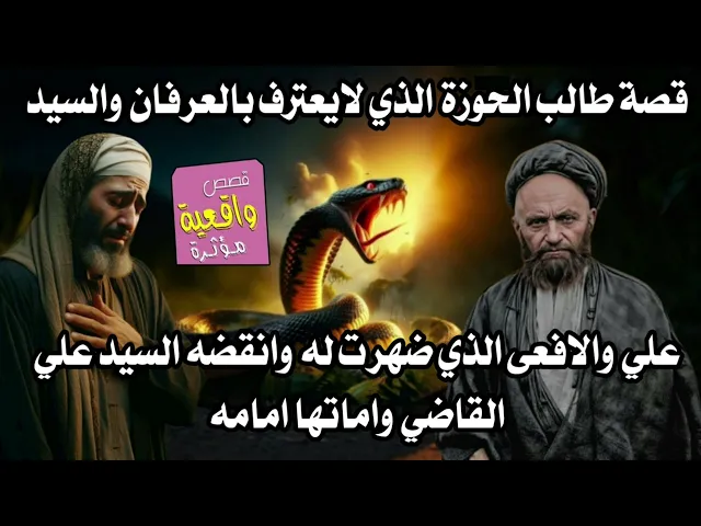 ⁣قصة طالب الحوزة الذي لايعترف بالعرفان ولا بالسيد علي القاضي والافعى الذي ضهرت له انقصه السيد واماتها