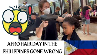Download DISASTER AFRO HAIR DAY IN THE PHILIPPINES| TRYING A FILIPINO SALOON WITH OUR AFRO HAIR| AMBW VLOGS MP3