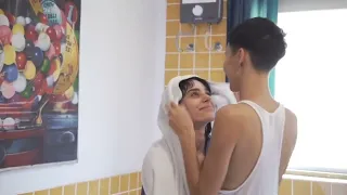 step brother help step sister stuck after shower