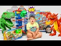 Hot Wheels City Ultimate Garage T-Rex Blaze Battle Leo Sam Dylan s Dragon Toy Hunt Adventure