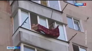 В Омске спасли котенка, сорвавшегося балкона многоэтажки