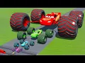 Download Lagu Big \u0026 Small Colors McQueen Spider with Monster Wheels VS Train | BeamNG.drive MP3