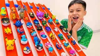 HIU and KIM play with POKEMON and playsets - Pokémon Collection with Toy Pikcachu video for kids