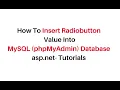 insert radio button values into database c 6 mysql phpmyadmin