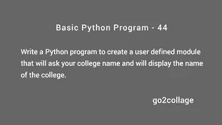 EP 44 Language Python Basic Program I go2collage