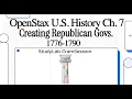 OpenStax U S History Ch 7 Creating Republican Governments 1776-1790 in 10 Mins Cram Session