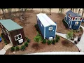 Fly-over of River Twine A Tiny House Hotel at Rocky Mount Mills