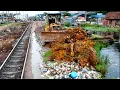 Download Lagu First Start Huge Landfill Task! Using Dozer D31P Pushing Soil \u0026 Dump Truck to Delete Flooded Area