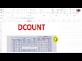 how to use Dcount function in excel to count entire database in one click