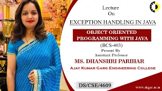 EXCEPTION HANDLING IN JAVA OOP WITH JAVA LECTURE 02 BY MS DHANSHRI PARIHAR AKGEC