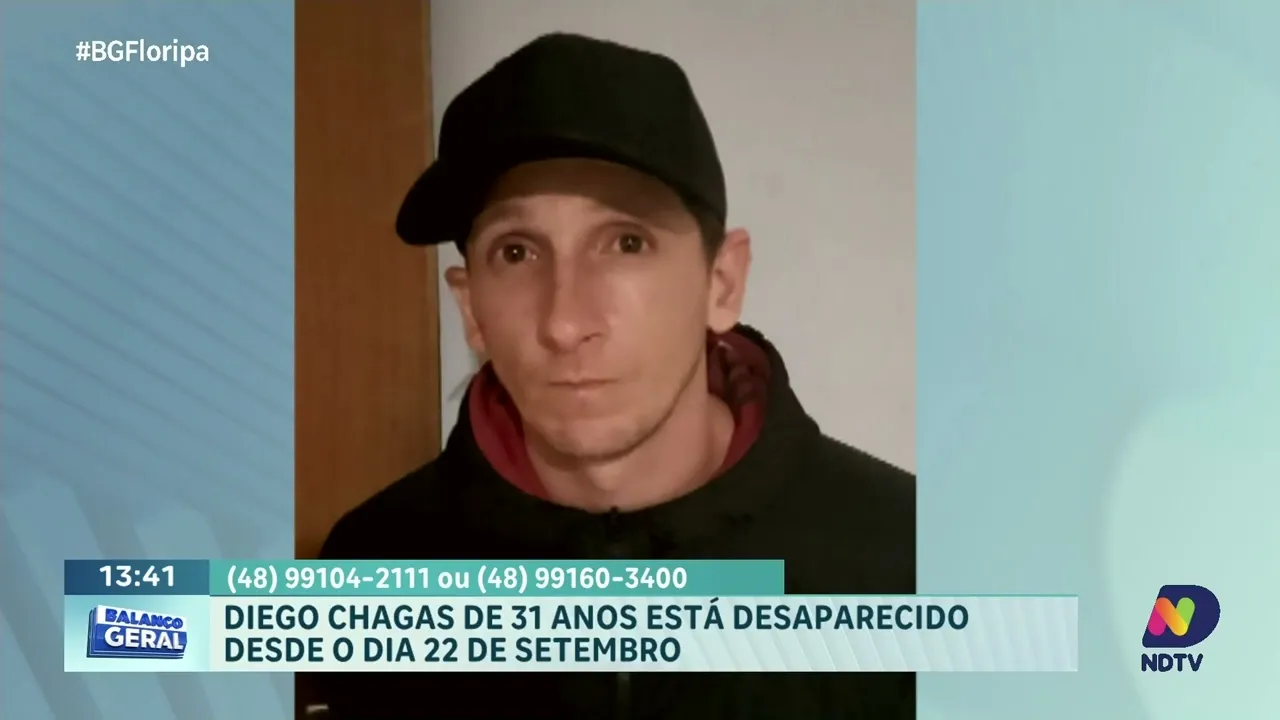 Ajuda: Diego Chagas, 31 anos, desaparecido em Biguaçu desde 22 de setembro