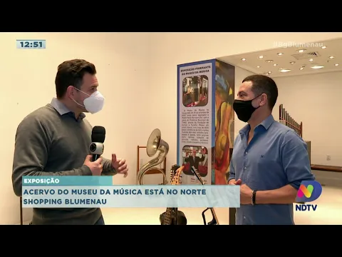 Acervo do Museu da Música de Timbó está exposto em shopping de Blumenau