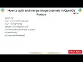 How to split and merge image channels in OpenCV Python