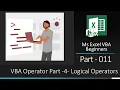 MsExcel VBA Beginners Part 011 VBA Operator Part 4 Logical Operators