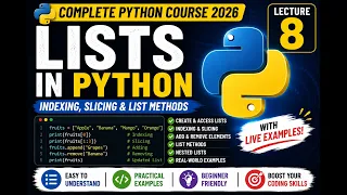 Python Tutorial for Beginners Lecture 8 Lists in Python Explained with Examples