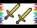 Coloring the Golden Sword from Minecraft - Fun Minecraft Coloring Page for Kids
