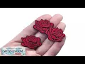 3 x Mini Red Rose Patch Embroidered Flower Badge Small Iron On