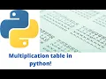 Creating a Multiplication Table in Python