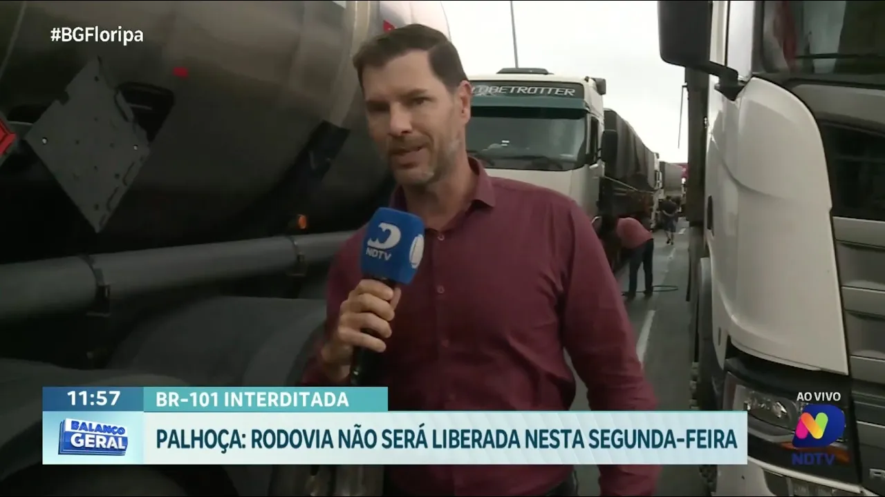 Atenção motoristas: BR-101 permanece interditada em Palhoça