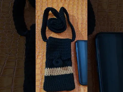 AMAZING CROCHET  PHONE SLING BAG IN BLACK I MADE #asmr #viralshorts #crochet
