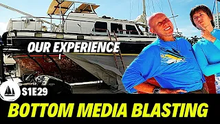 Media Blasting Boat Bottom OUR EXPERIENCE on STEEL MOTORSAILER  – steel boat repair  & sandblasting