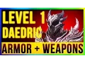 Skyrim Remastered Best DAEDRIC Weapons Armor ALL Enchanted At LEVEL ONE Special Edition Build