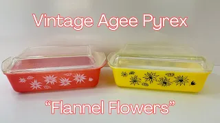 Vintage PYREX Agee Flannel Flowers OB 400 Oblong Bakers Pink Rose Yellow