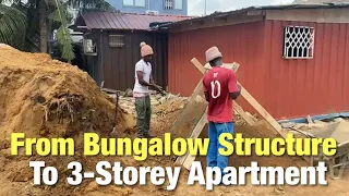 Building In Ghana Converting Bungalow Structural To 3 Storeys Apartments Plastering Work Begins 