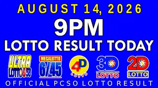 9pm Lotto Result Today August 14 2026 PCSO