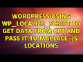 Wordpress Using wp - localize