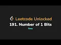 191 Number of 1 Bits Leetcode Unlocked - Python