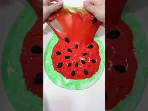 ASMR Watermelon Slime 🍉 Squishy & Glossy Stretchy Pull #Shorts #SlimeASMR