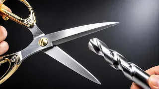 put a drill bit in your drill your scissors will be razor sharp in 2 minutes 
