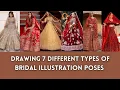 How to draw Bridal Illustration poses in 5 minutes Free hand drawing Braided art