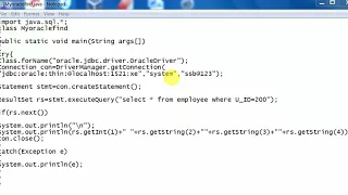 java program to search data from Oracle Data Base