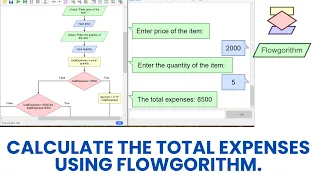 Calculate the total expenses using flowgorithm