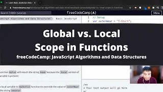 Global vs Local Scope in Functions Basic JavaScript freeCodeCamp tutorial