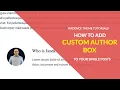 Kadence Theme tutorials How to add Custom Author Info Box