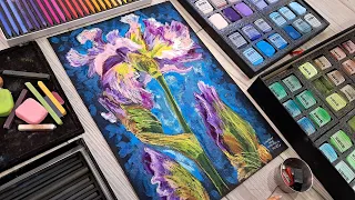 Look At These Chunky Soft Pastels // Iris Painting Demo