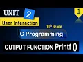 Printf Function in C Programming 10th Class Computer Unit 2 User Interaction Info Pack