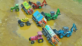 Jio Petrol Tanker Volvo Dumper Tata Container Accident Muddy Highway Pulling jcb tractor Car ? CSToy