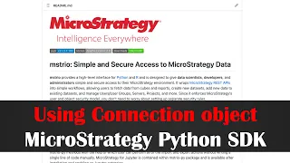 Using Connection Object in MicroStrategy Python SDK mstrio-py MicroStrategy Python Tutorial