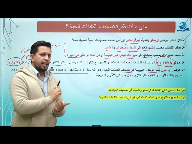 ⁣احياء الثاني المتوسط / الفصل الأول / الدرس الأول/ لمحة تاريخية عن علم التصنيف