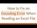 How to Fix an Encoding Error When Reading an Excel File