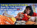 Crab legs and Oysters at Crab Bag in Ocean City fresh flavorful and worth every bite