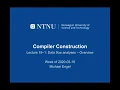 TDT4205 Compiler Construction lecture 19-1 Data flow analysis overview
