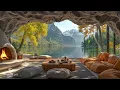 Gentle Morning Jazz | Peaceful Day With Calm Instrumental Jazz In Cliffside Living Room & Firepla...