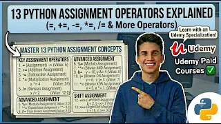 13 Python Assignment Operators Explained - Operators in Python Udemy Paid Courses